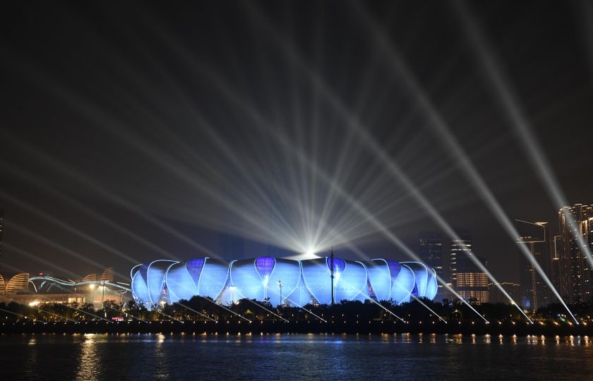 Světelná show v Olympijském sportovním centru (Zdroj: Pan Di/Bright Photos)