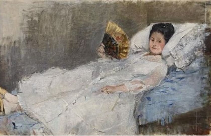 Berthe Morisot: Žena s vějířem. Portrét paní Marie Hubbard (1874). Ordupgaard, Copenhagen /  Foto: Anders Sune Berg