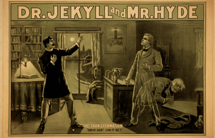Plakát k divadelní adaptaci Podivného případu doktora Jekylla a pana Hyda (Chicago, 80. léta 19. století). Foto: Library of Congress