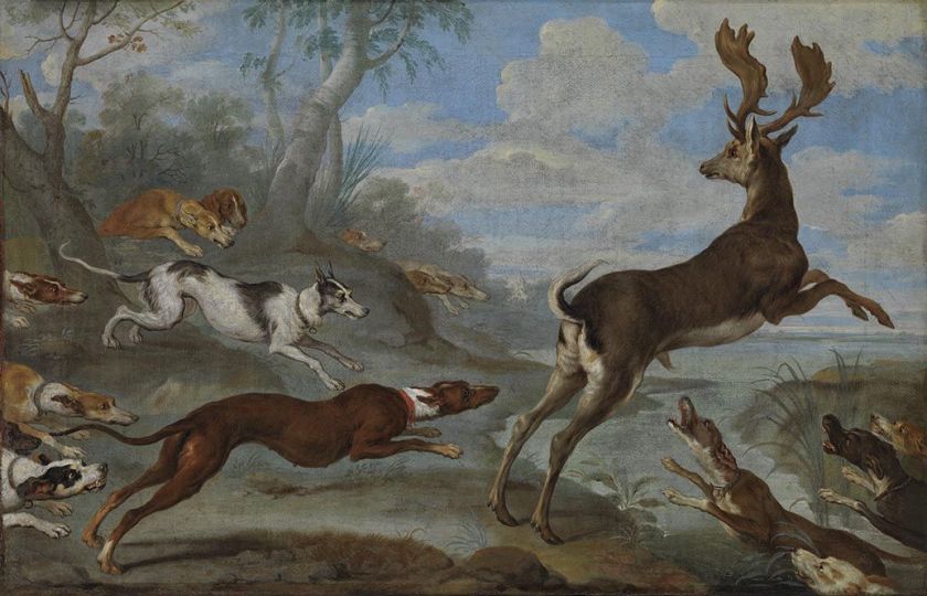 Philipp Ferdinand de Hamilton (1664–1750): Hirschjagd. Zdroj: Bayerische Staatsgemäldesammlungen.