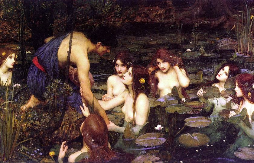 John William Waterhouse: Hylás a nymfy (1896), Manchester Art Gallery. 