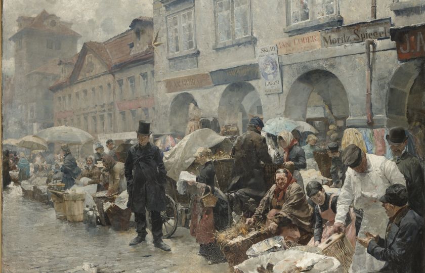 Luděk Marold, Vaječný trh / The Egg Market in Prague, 1888. Foto: Národní galerie Praha