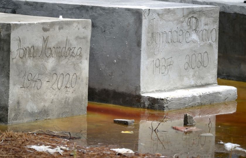 Nové hrobky na hřbitově Angel Maria Canales v Guayaquilu, Ekvádor, 15. dubna 2020. Podle zpráv z médií se kvůli koronaviru zvýšila úmrtnost v tomto městě pětkrát. Foto: EPA-EFE / Profimedia.