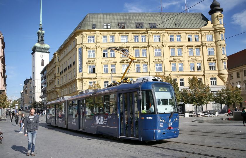 Tramvaj, vlastně šalina, a náměstí Svobody v Brně. Foto: Anna Vavríková / MAFRA / Profimedia.